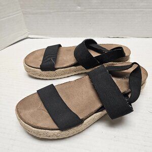 Madden Girl  Stretch Stretchy Straps Black Slip On Sandals Platform 8.5